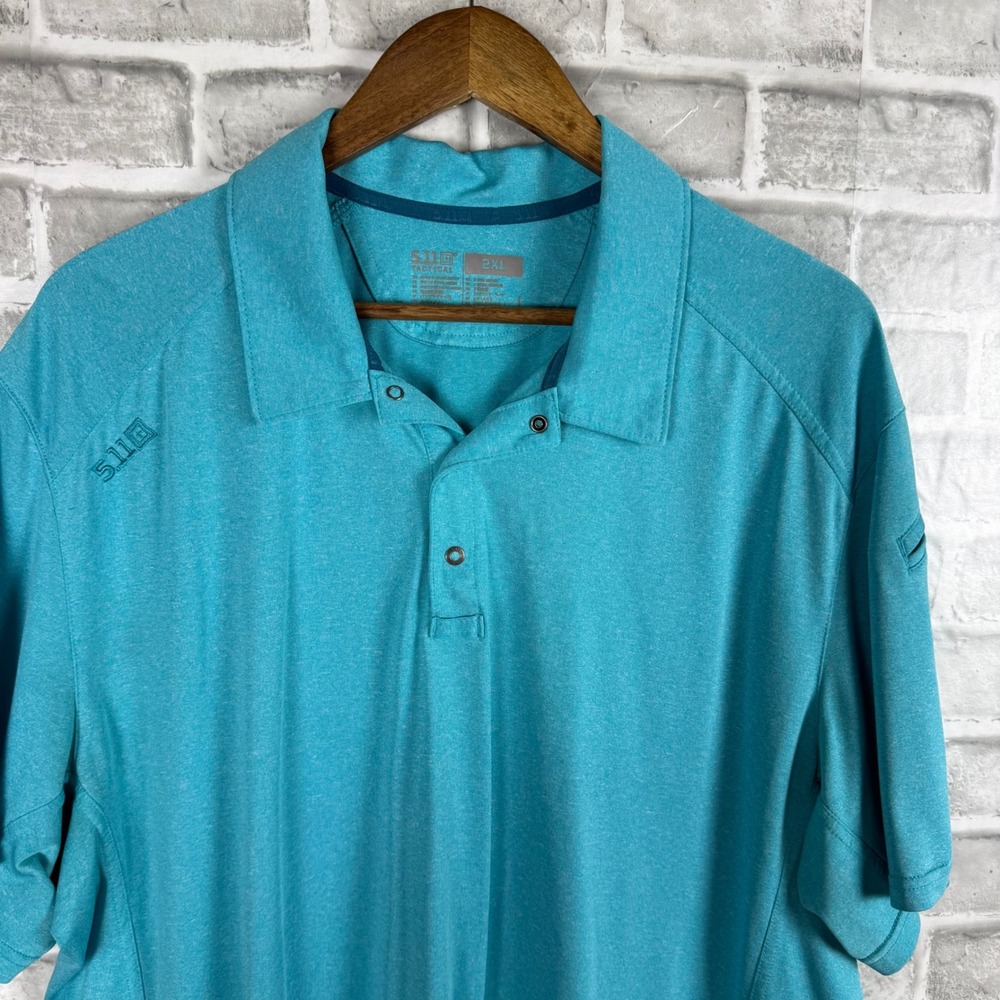 5.11 Tactical Mens Performance Polo Shirt Teal Heather Short Sleeve 2XL 71049